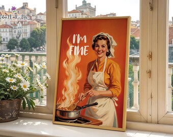 Retro-Hausfrauenküchen-Kunstdruck: Kochkunst der 1950er Jahre, Retro-Frauenposter (Digitaler Download)
