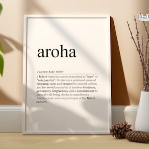 Aroha Maori Art Definition | Auckland New Zealand print | Te Reo Maori Art Print | Maori Gift | Kiwi Wall art Maori Proverb Nz Art Nz Gift