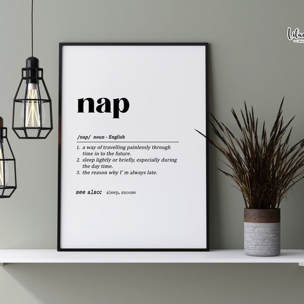 Nap Definition Sign | Funny Sleep Gifts | Bedroom Décor | Bedroom Wall Art | Above Bed Wall Art | Above Bed Decor | Bedroom Print | Home Art