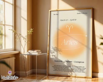 Aries Aura Print: Zodiac Horoscope Wall Art, Astrology poster (Digital Download)
