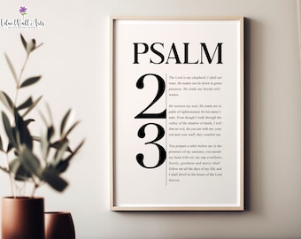 Arte mural del Salmo 23: El Señor es mi pastor: Póster con versículo bíblico, impresión cristiana (digital)