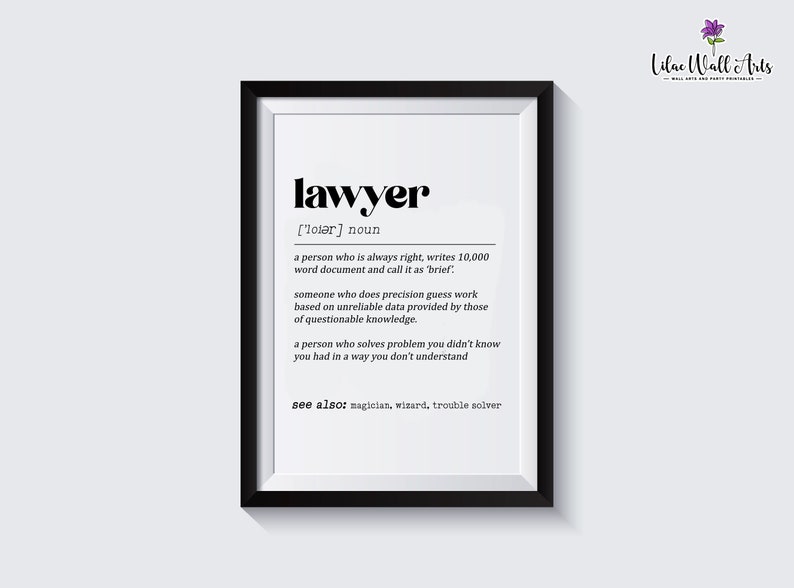 Lawyer Definition Print Gift for Lawyer Lawyer Etsy