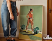 Retro Gym Posters: Weightlifting Print, Home Gym Wall Art (Digital Download)