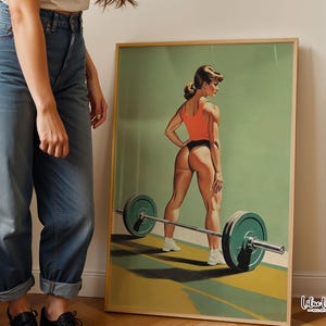 Retro Gym Posters: Weightlifting Print, Home Gym Wall Art (Digital Download)