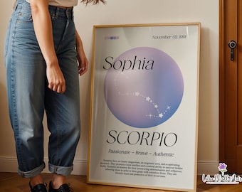 Stampa artistica dell'aura dello Scorpione, regalo astrologico (download digitale)