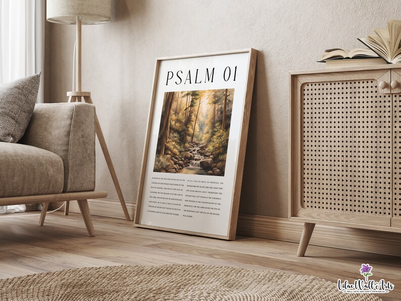 Psalm 1 Watercolor Bible Verse Art Print: Scripture Wall Decor (digital ...