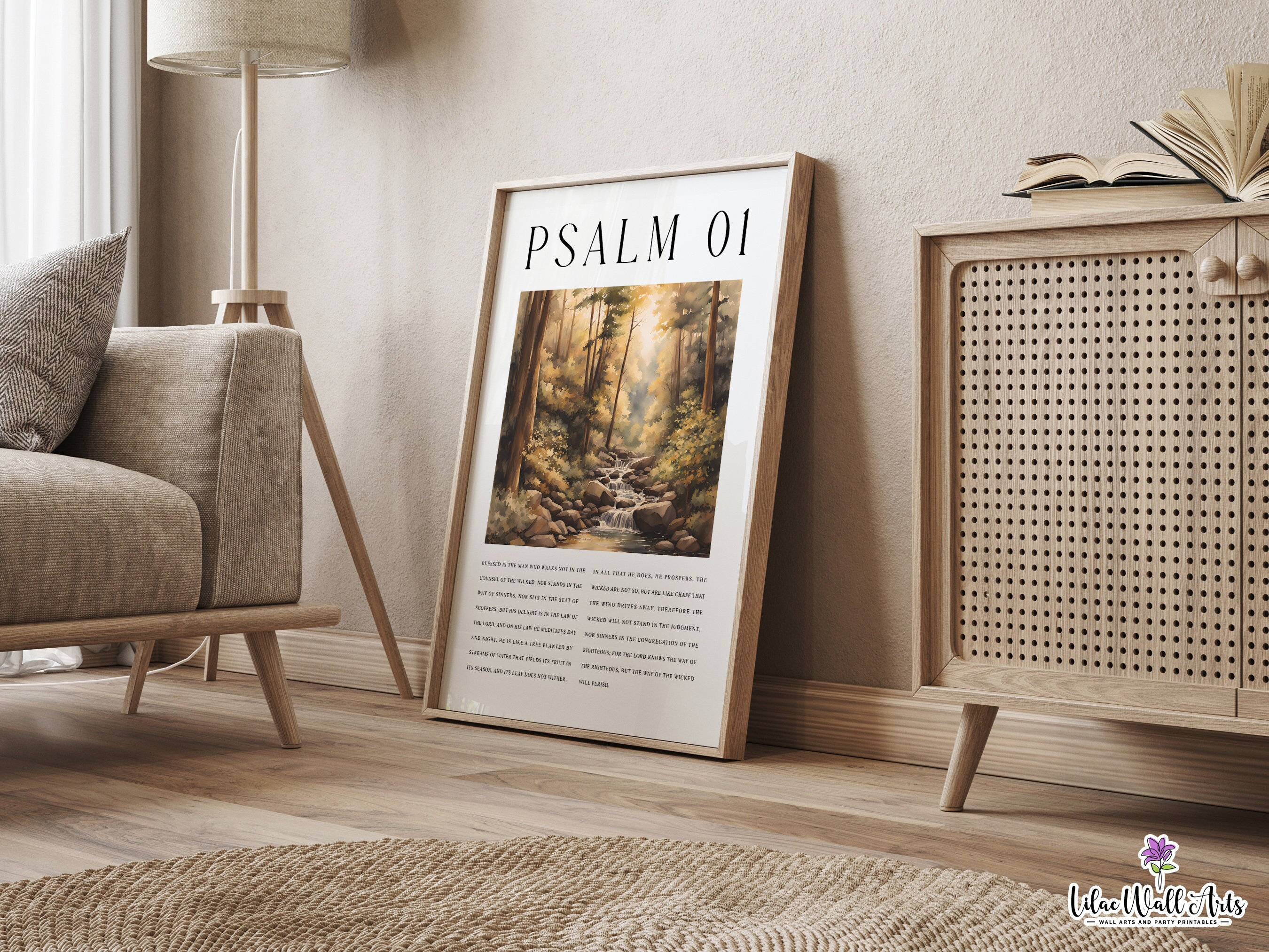 Psalm 1 Watercolor Bible Verse Art Print: Scripture Wall Decor (digital ...