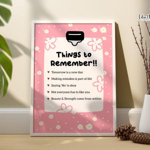 Daily Affirmations Poster Mental Health Self love wall art Self Care Gentle reminders Note to Self poster Self care gift Daily motivation