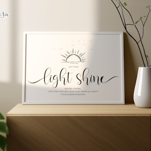 Matthew 5 14 16, Let your Light shine, Biblical wall décor Biblical wall art Boho Christian Art Biblical scripture Bible artwork Bible Verse