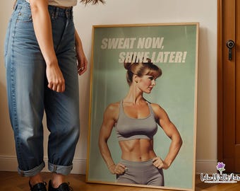 Retro Gym Poster: Fitness Motivation Wall Art, Gym Artwork, Exercise printable (Digital Download)