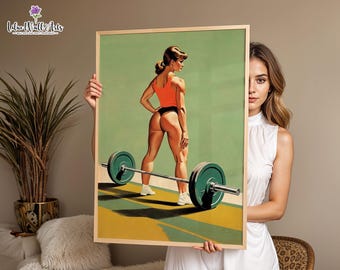 Retro Gym Posters: Weightlifting Print, Home Gym Wall Art (Digital Download)