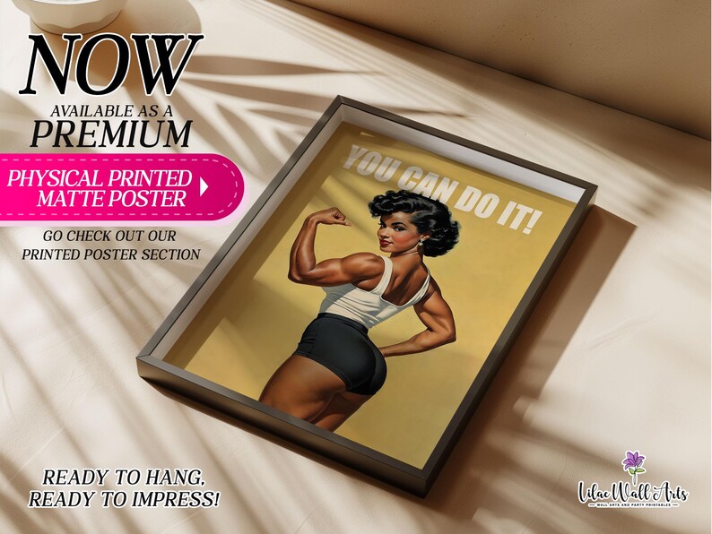 Retro Gym Poster: Strong Woman Fitness Wall Art, Gym Artwork (Digital Download) image 10