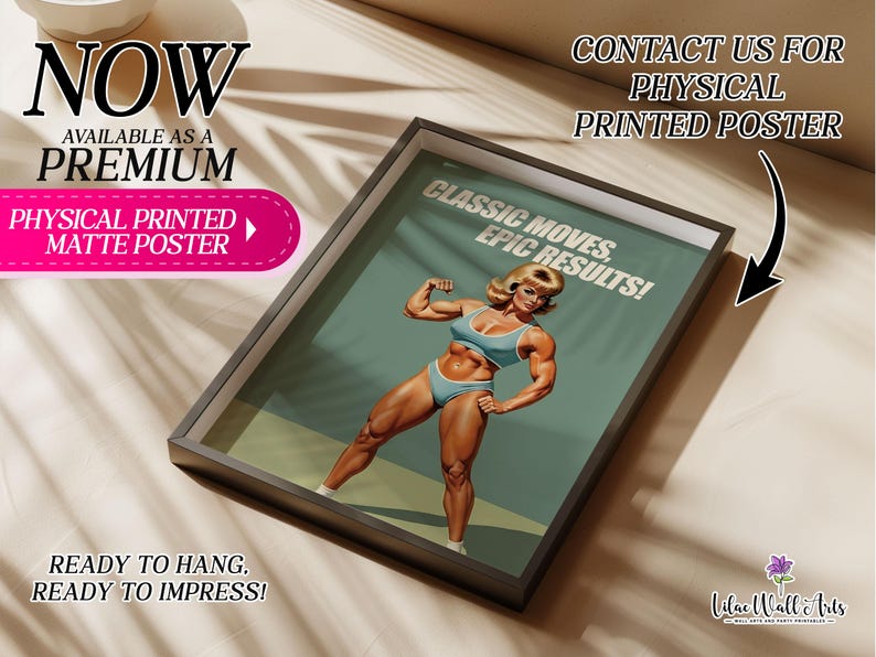 Retro Gym Girl Poster: Female Bodybuilding, Workout print, Fitness Motivation Wall Art (Digital) image 8