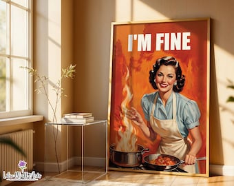 Retro-Hausfrauenküchen-Druck: Kochposter aus den 1950er Jahren (Digitaler Download)