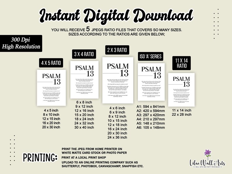 Psalm 13 Print: Bible Verse Poster, Minimalist Christian Art (digital ...