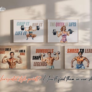 Retro sportschoolposter: fitnessmotivatiekunst, decoratie gymzaal (digitale download) afbeelding 8