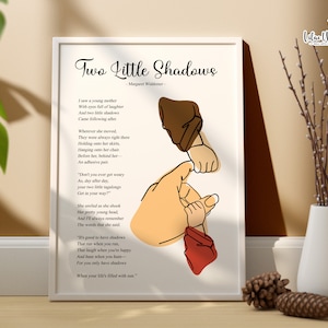Two little shadows, Two shadows poem Print, Mum Poem about children, Motherhood poem for Mom, Poem about Children poem, Poetry print
