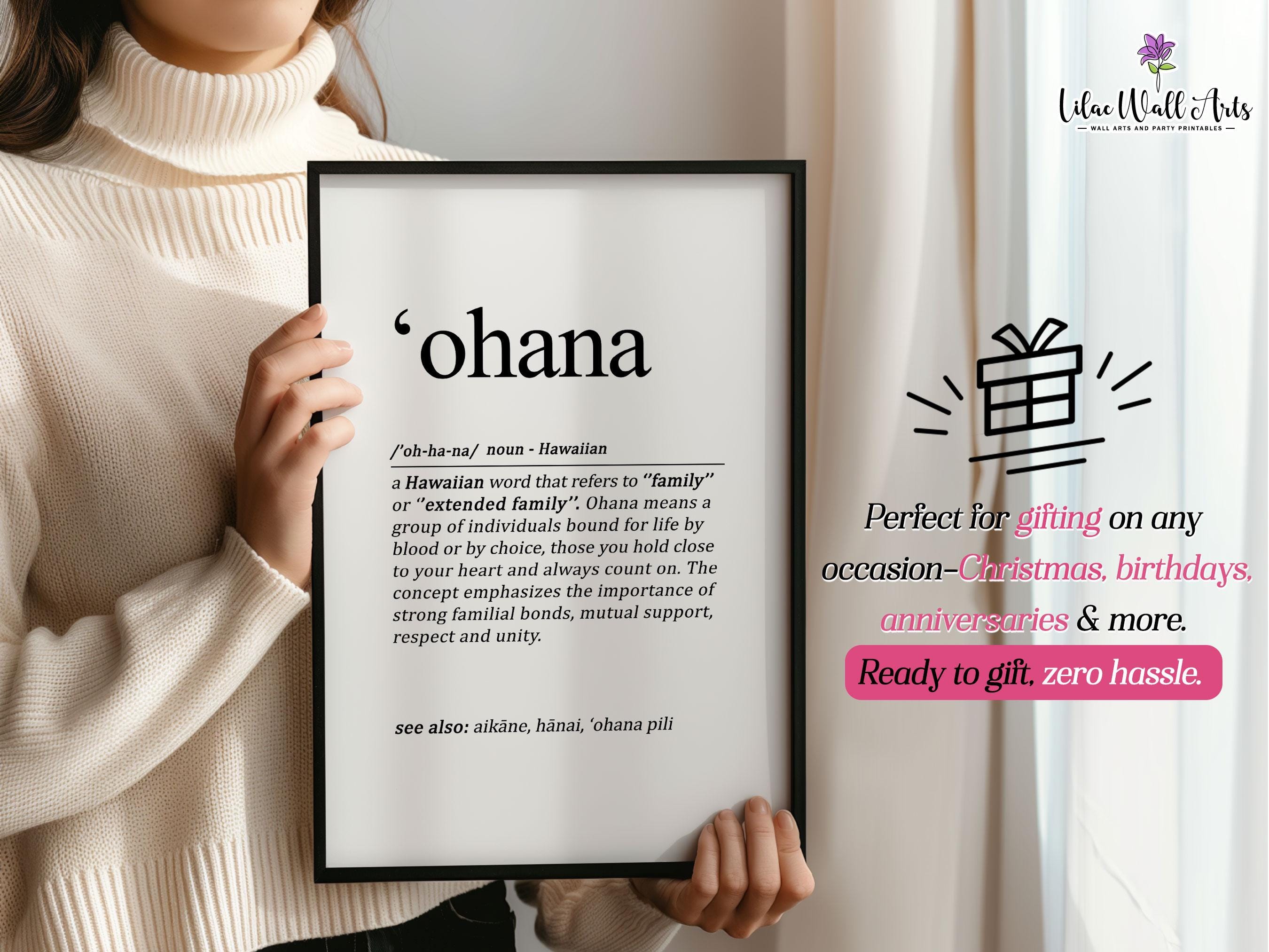 Ohana Sign: Family Definition Poster, Hawaiian Wall Art Print