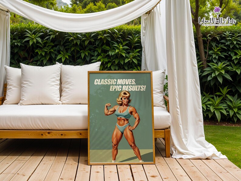 Retro Gym Girl Poster: Female Bodybuilding, Workout print, Fitness Motivation Wall Art (Digital) image 16