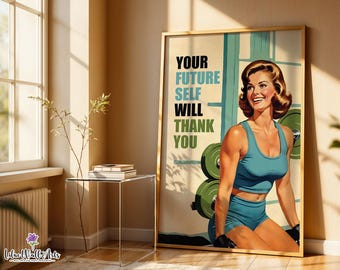 Retro-Fitnessstudio-Poster: Vintage-Trainingsmotivationskunst (Digitaler Download)