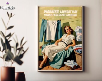Funny Retro Housewife Laundry Room Print (Digital Download)