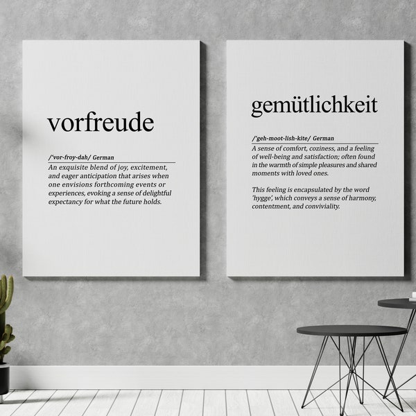 Gemutlichkeit, Vorfreude, Cadeaux allemands, Cadeau norvégien, Hygge Print, Deutschland German Say Swedish Poster German Word Print Scandi Print