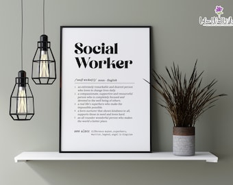 Social Worker Definition Print: Dictionary wall art (Digital Download)
