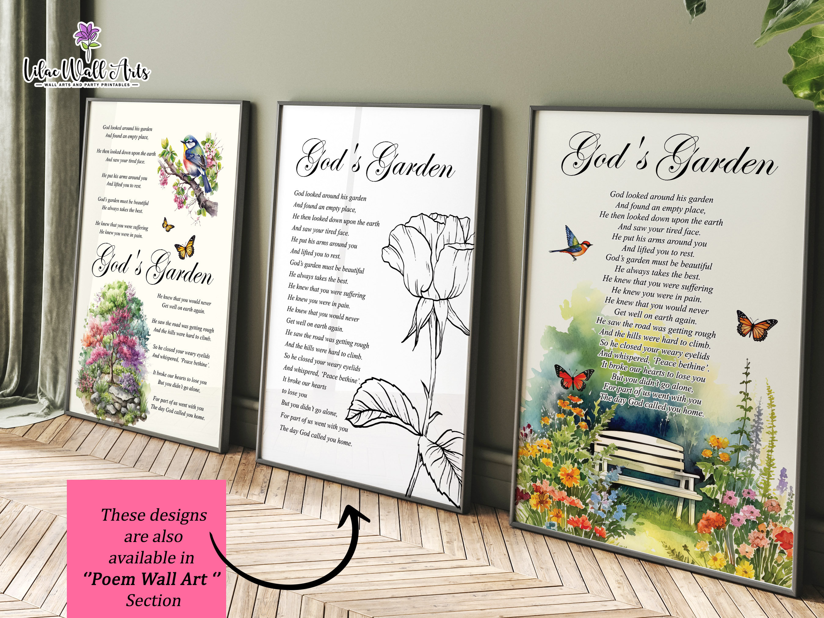 God's Garden Memorial Poem Print: Sympathy Gift, Loss of Parents, in