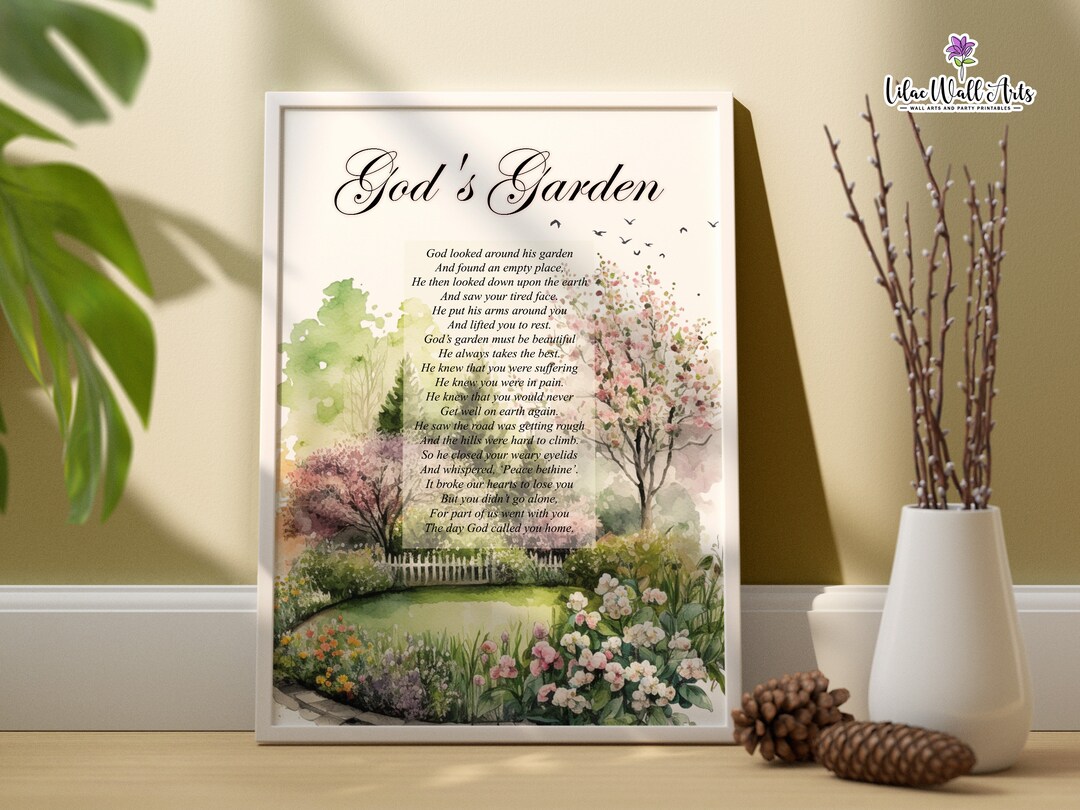God's Garden Memorial Poem Print: Sympathy Gift, Loss of Parents, in