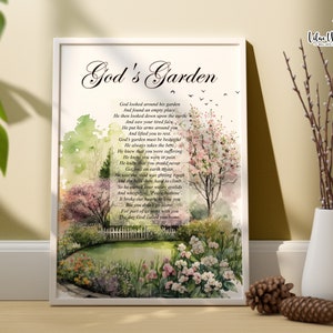 God&#39;s Garden Memorial Poem Print: Sympathy Gift, Loss Of Parents, In Loving Memory (Digital)