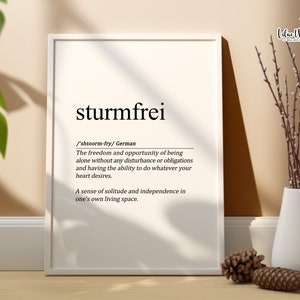 Sturmfrei German Definition Print: Scandinavian Wall Decor, Funny Germany poster (Digital Download)