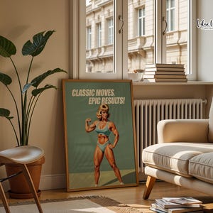 Retro Gym Girl Poster: Female Bodybuilding, Workout print, Fitness Motivation Wall Art (Digital) image 12