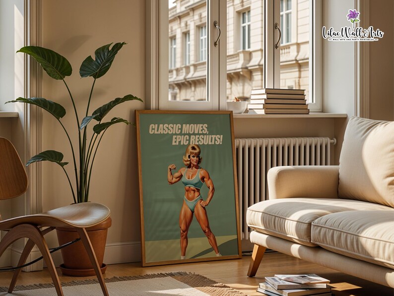 Retro Gym Girl Poster: Female Bodybuilding, Workout print, Fitness Motivation Wall Art (Digital) image 12