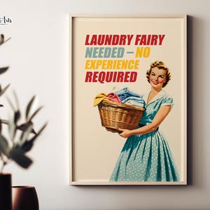 Retro Laundry print Funny Laundry Art print Retro 80s art Retro Housewife Art Laundry Oil Painting  Retro Laundry sign Laundry apartment art
