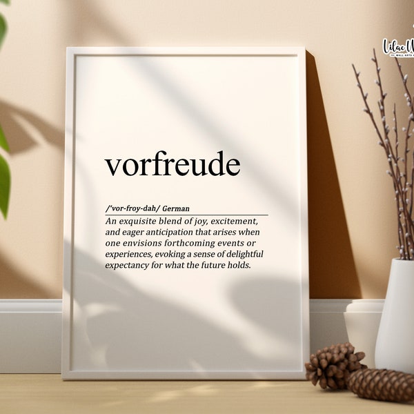 Vorfreude Cadeaux allemands Affiche suédoise Dicton allemand Nordic Wall Art Deutsch Poster Hygge Print Norwegian Décor Dutch Print French Dictionary