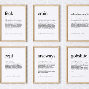 Set of 6 Irish Gallery wall prints, Irish Sayings, Irish Phrases, Ireland Slang, Irish Wall Decor, Irish Art Print, Irish Language Print