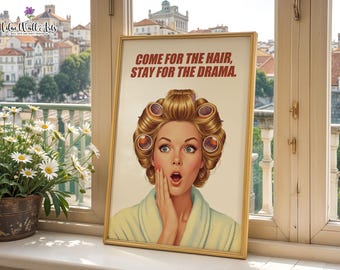 Láminas de decoración de peluquería vintage, negocio de peluquería, decoración de pared atrevida (digital)