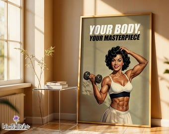 Retro Gym Poster: Home Gym Art Print, Exercise Wall decor, Fitness Studio (Digital Download)