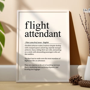 Flight attendant Definition Print, Travel Art, Cabin Crew Gift, Airline Attendant Gift, Air Hostess, Stewardess Gift Travel poster, Aviation