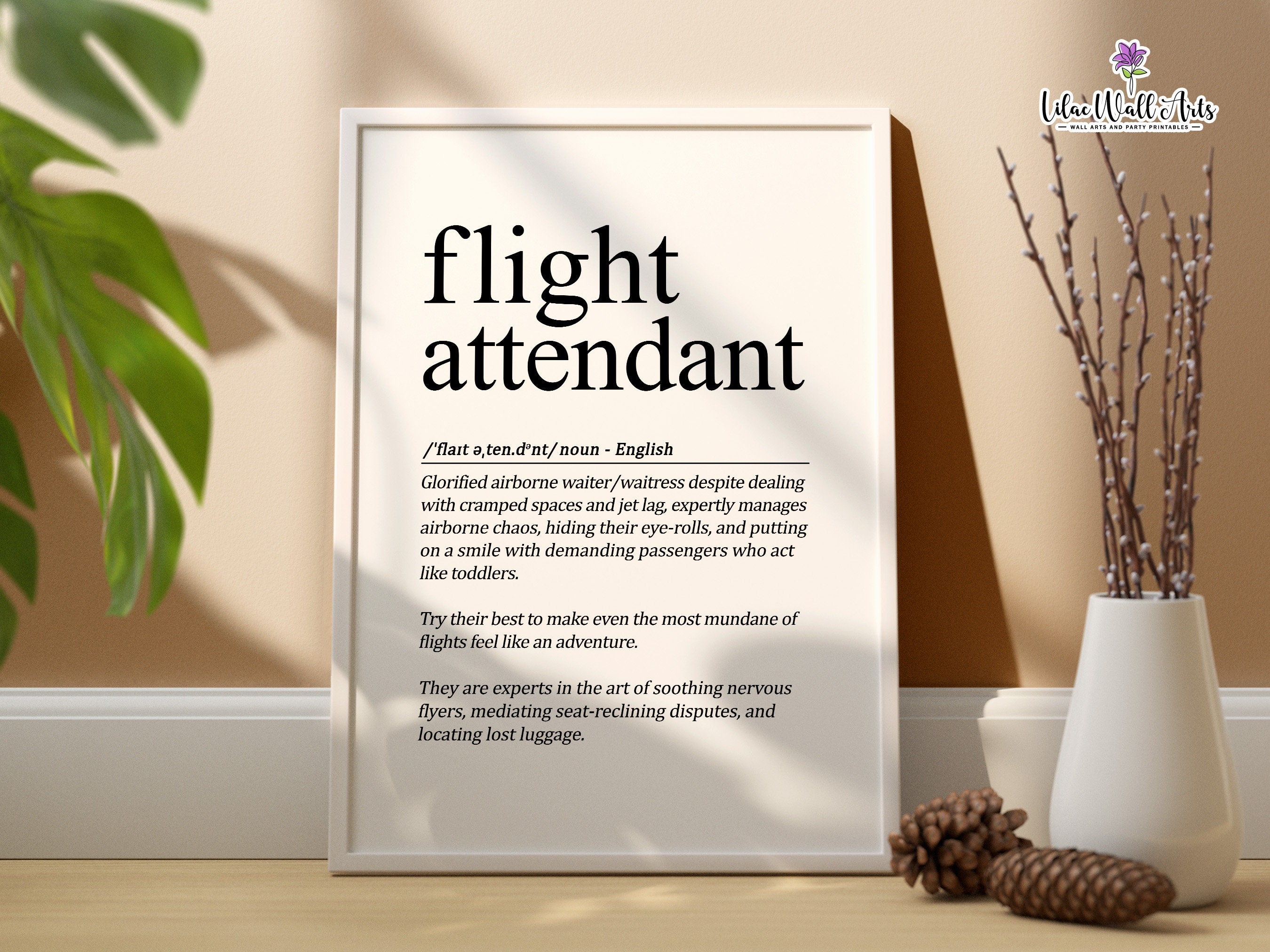 Flight Attendant Definition Print: Cabin Crew Gift (digital