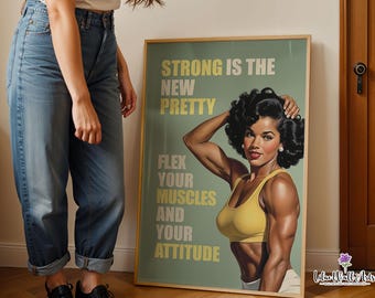 Retro Female Bodybuilding Art: 50s style gym posters, woman bodybuilder art (Digital Download)