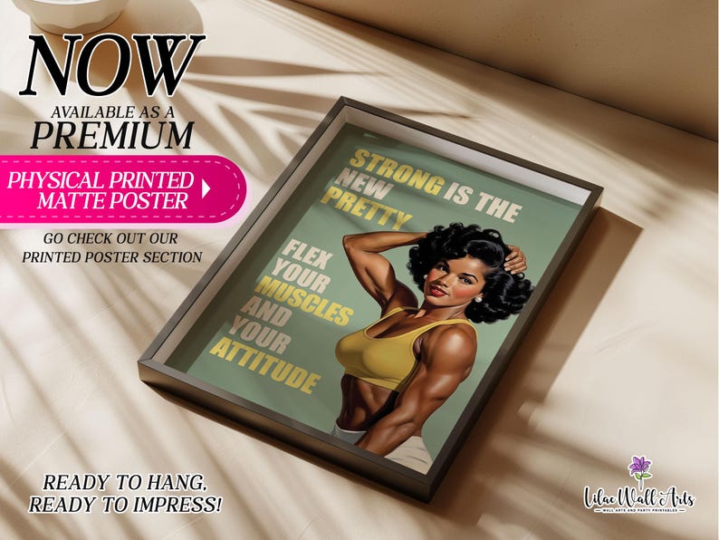 Retro Female Bodybuilding Art: 50s style gym posters, woman bodybuilder art (Digital Download) image 9