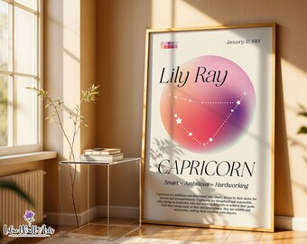Capricorn art print: Custom Zodiac Star Sign Wall Art (Digital Download)