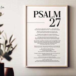 Psalm 27 The lord is my light, Christian printable biblical art modern, Psalm printable minimalist scripture printable Bible Print Psalm art