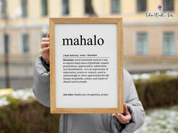 Mahalo Definition Print | Family Definition | Aloha Gift 