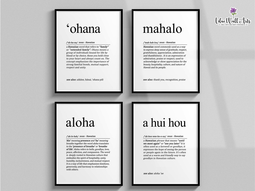 Set of 4 Prints, Hawaiian Art Print, Hawaiian Wall Art, Hawaii Wall