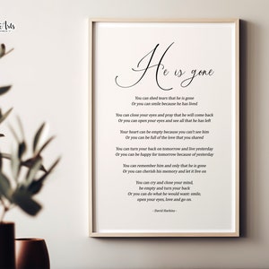 Impresión de poema "Se ha ido", obsequio conmemorativo, obsequio de condolencia, poema de duelo, recuerdos funerarios, obsequio de agradecimiento funerario, duelo por pérdida
