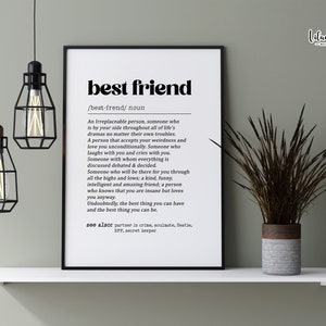 Definición de mejor amigo/ Significado de mejor amigo imprimible/ Impresión de amistad/ Regalo para mejor amiga/ Regalo para mejor amiga/ Póster de definición