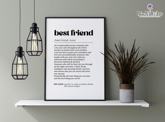 BEST FREND DEFNTON Meanng Prntable Wall Art Best Frend Gft