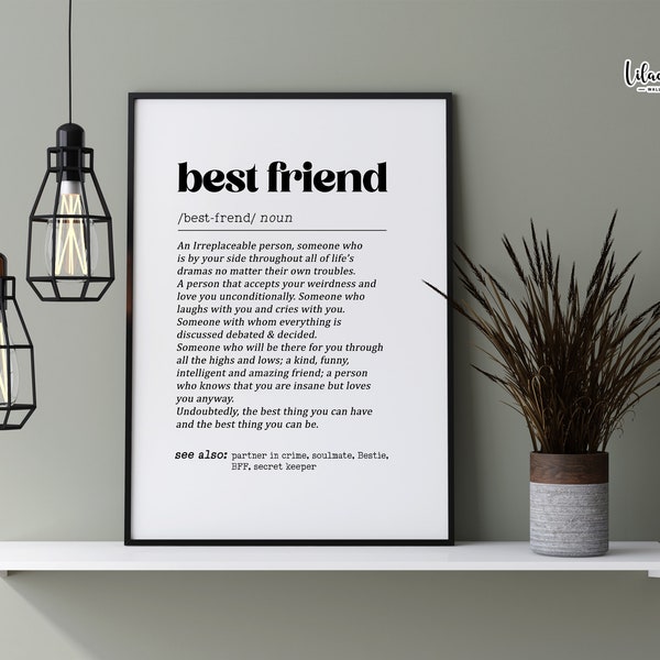 Best Friend Definition | Best Friend Meaning Printable | Friendship Print | Bestie Gift | Gift for BFF | Best Friend | Definition Poster